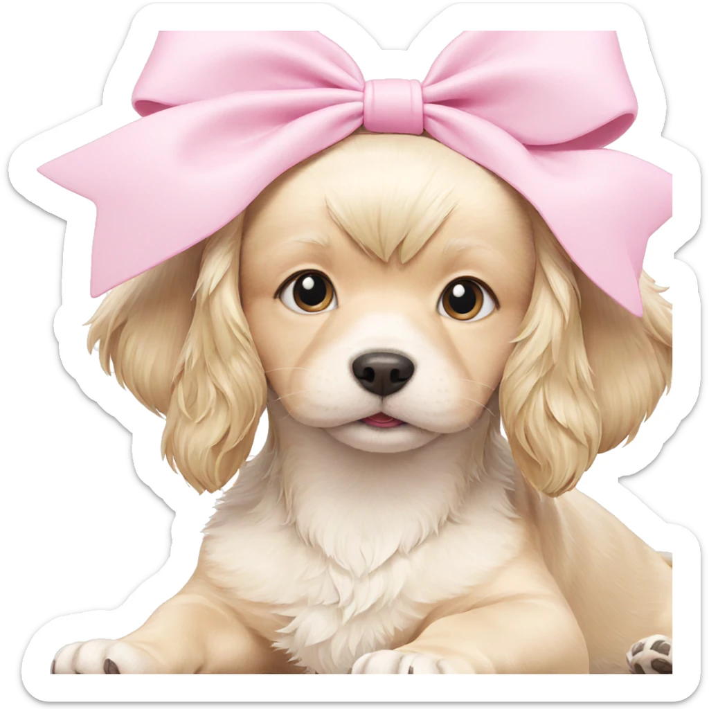 blonde dog with pink bow sticker