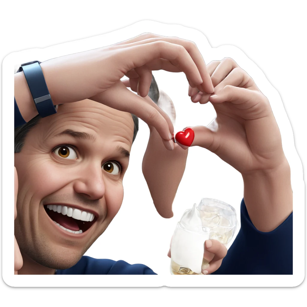 girl enjoying drink with heart sticker