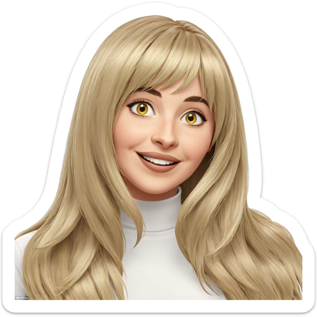 smiling girl with long hair sticker