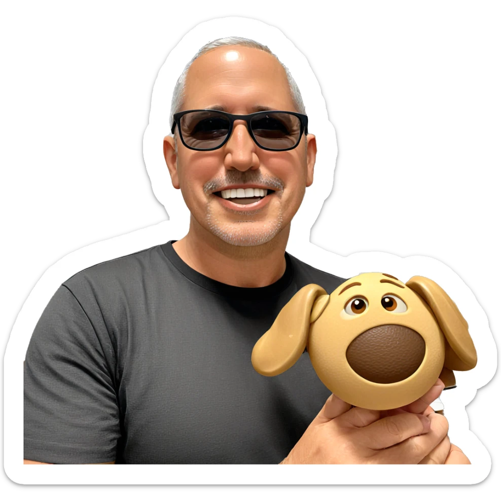 holding toy in black shirt sticker