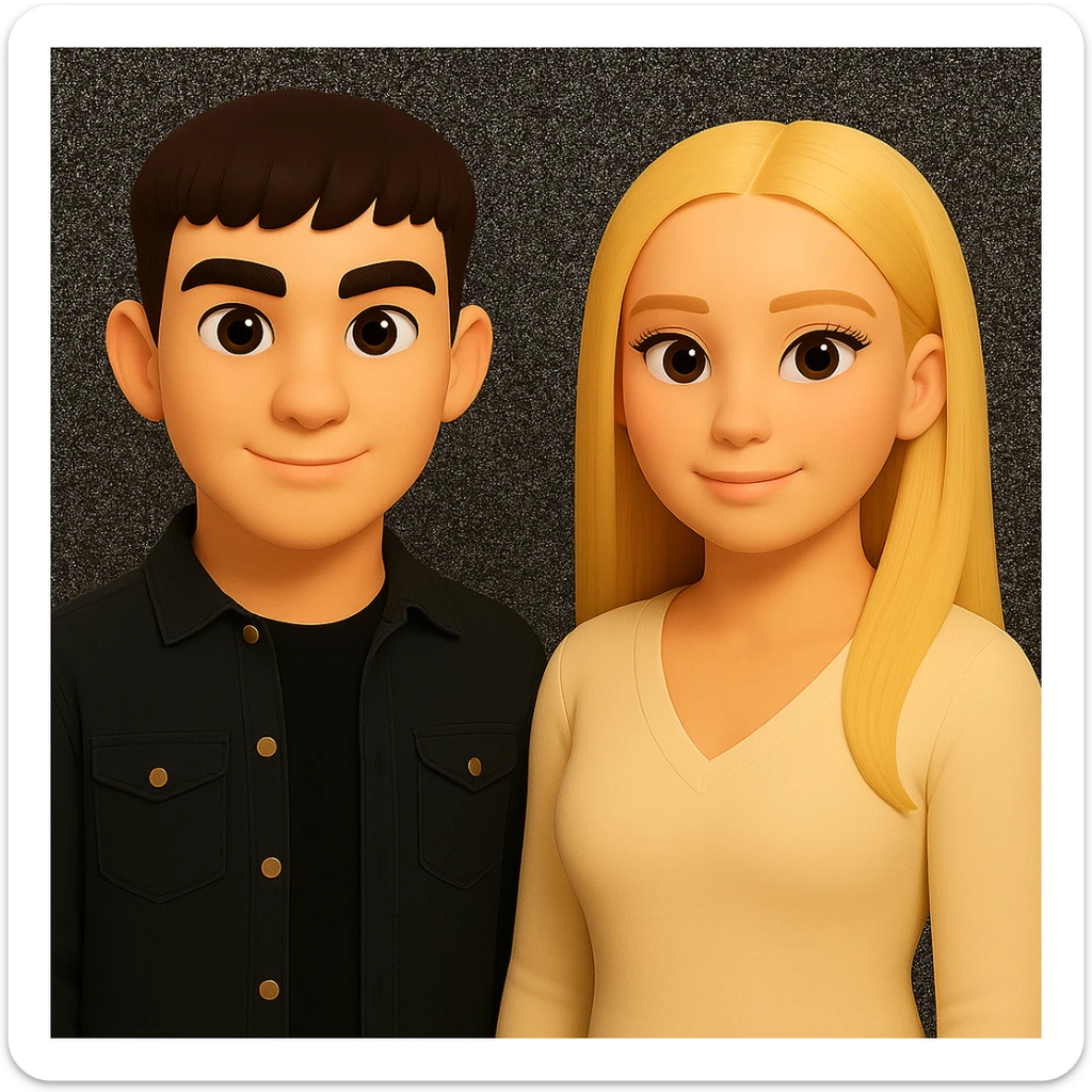 Make the people stand a little further apart from each other, preserving the original style and background. sticker