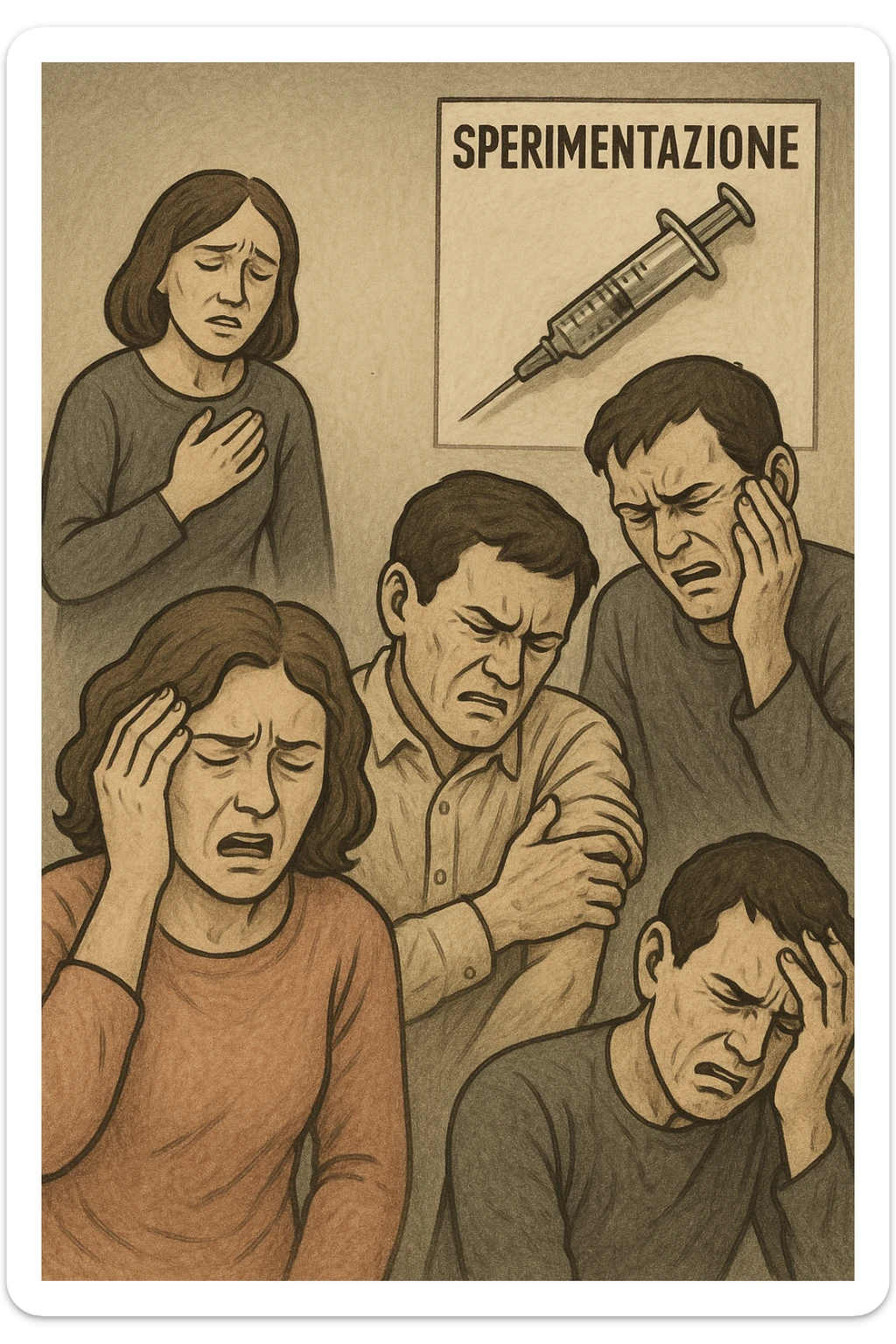 Donne e uomini che stanno male a causa di un vaccino chiamato "Sperimentazione" sticker