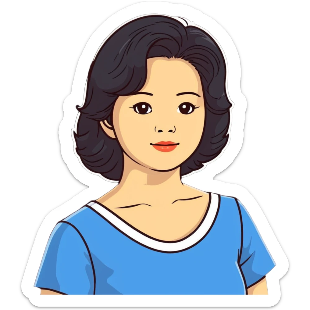 Teresa Teng legendary singer with classic 70s-80s style, chest up portrait sticker
