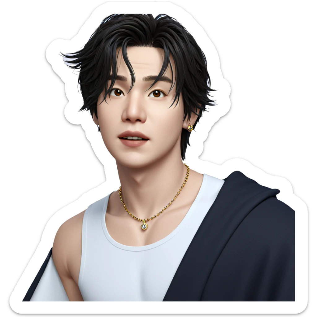 realistic male portrait with jewelry sticker