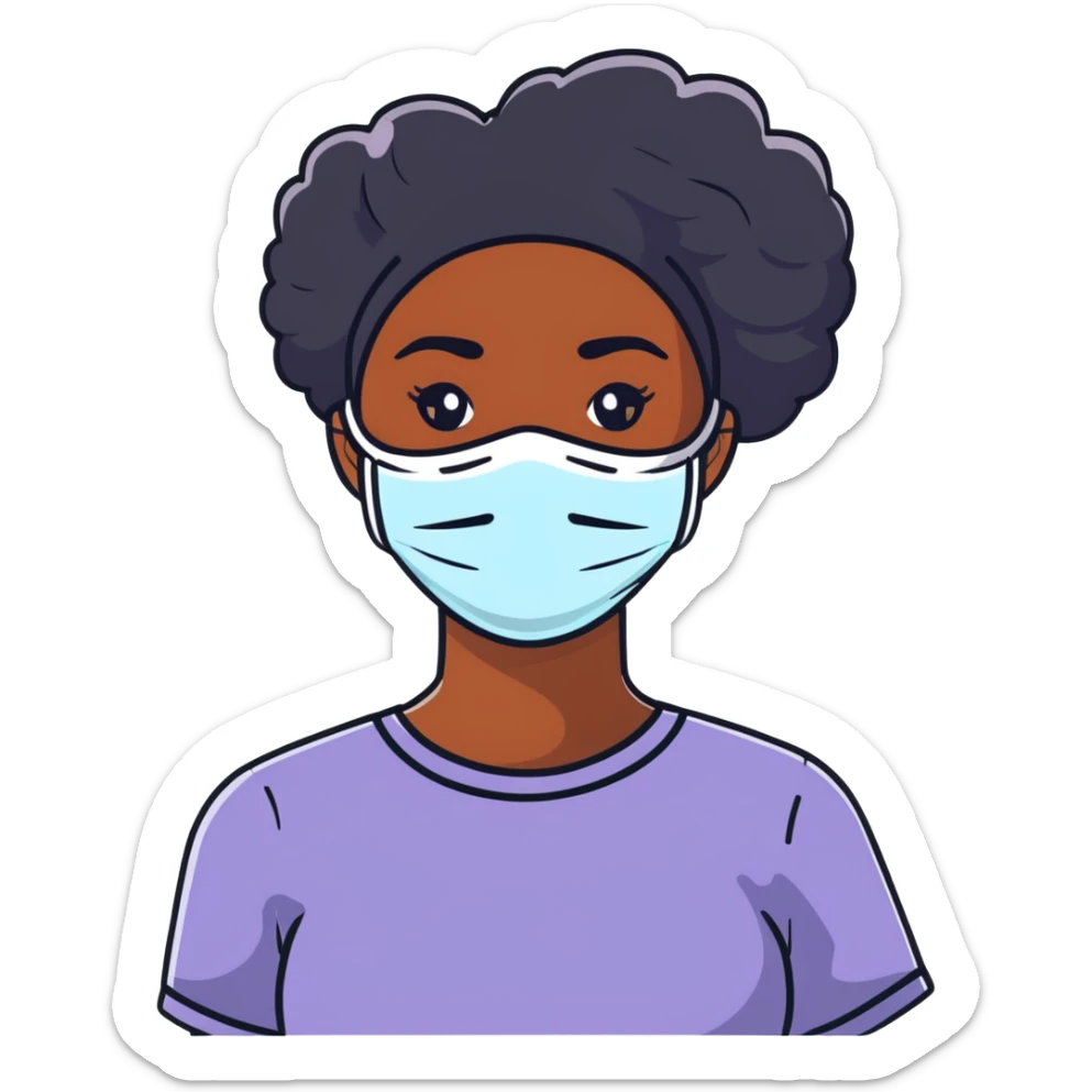 Black girl with facial mask during skincare sticker