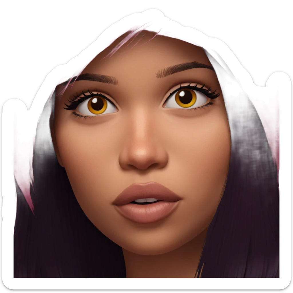 portrait of a girl with pink hair sticker