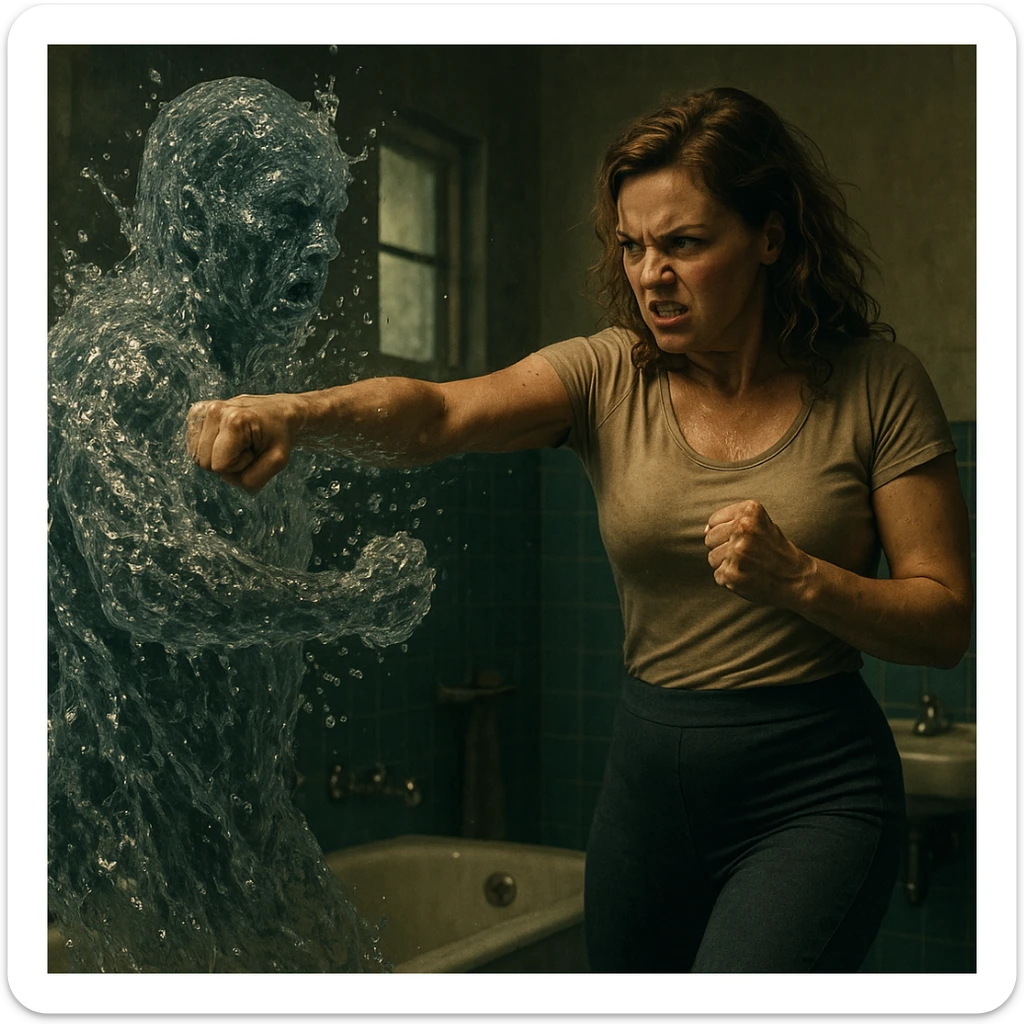 Donna che sta sconfiggendo la sua ritenzione idrica stile cinema sticker