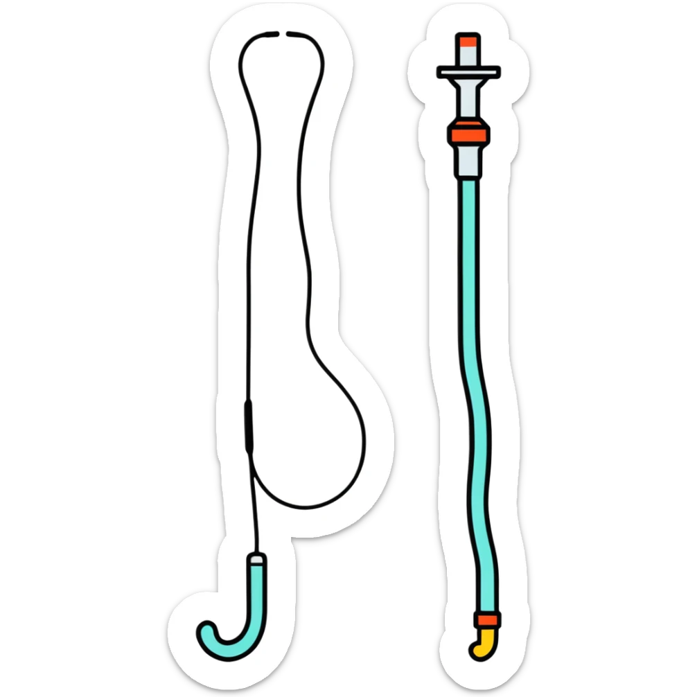cute sticker style illustration of a urinary catheter (indwelling) in a man sticker