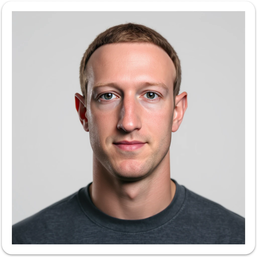 Mark Zuckerberg, stylized portrait, professional, clean background sticker