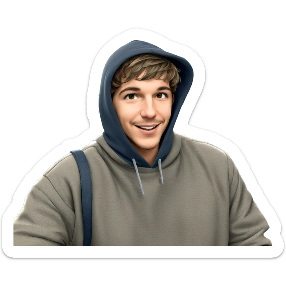 smiling boy in urban setting sticker