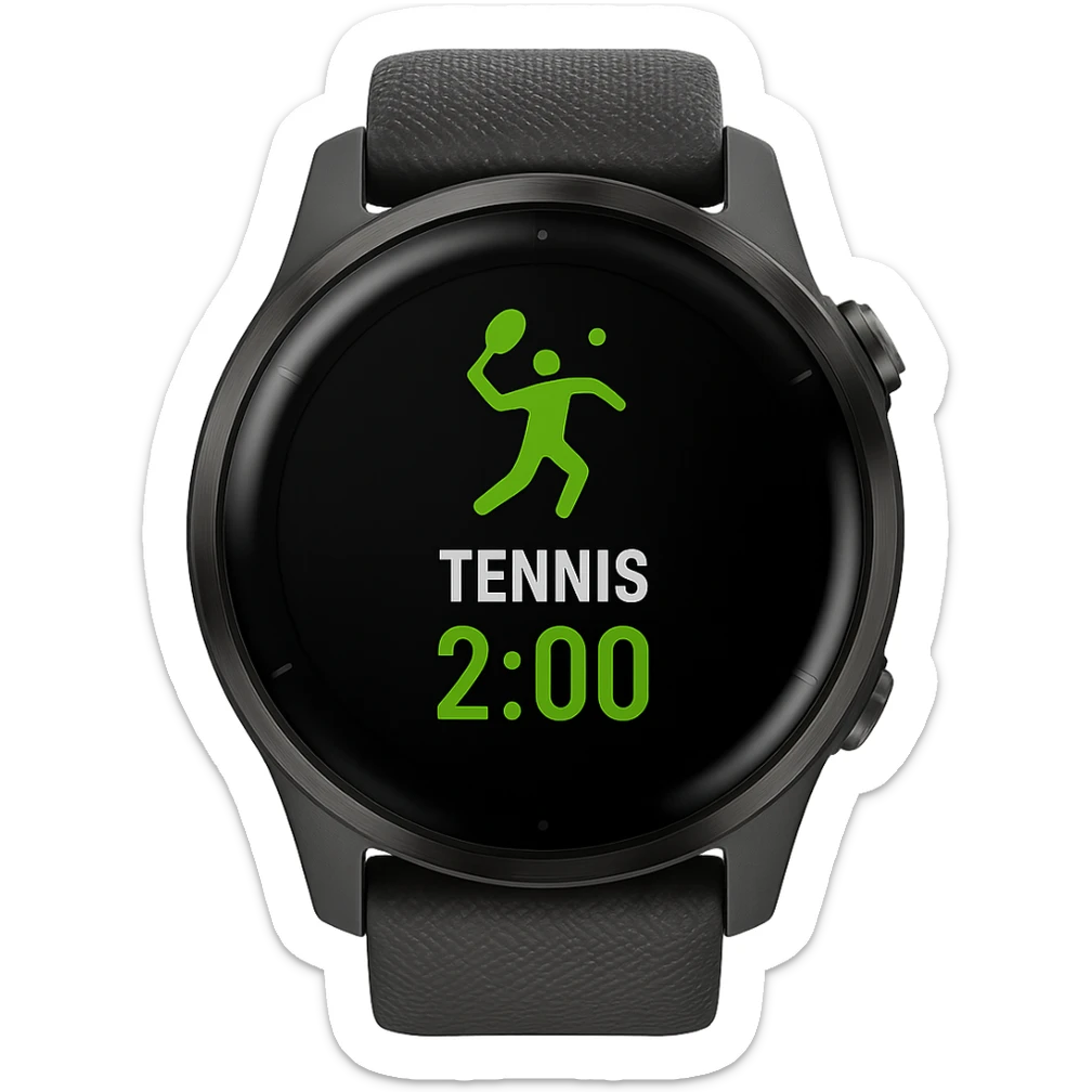 smartwatch con modalità attiva di tennis che segna 2 ore di tennis, REALISTICA 4K sticker