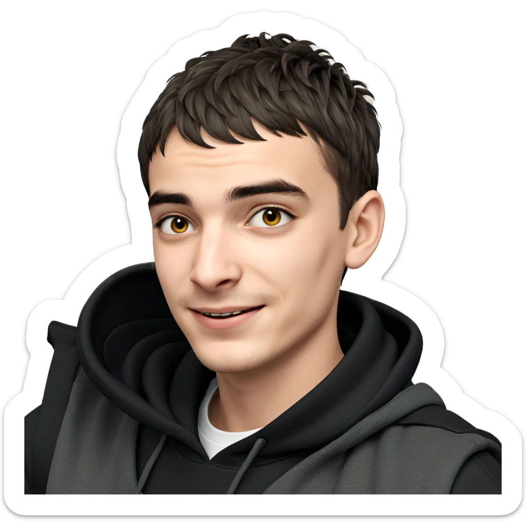 smiling boy in hoodie sticker