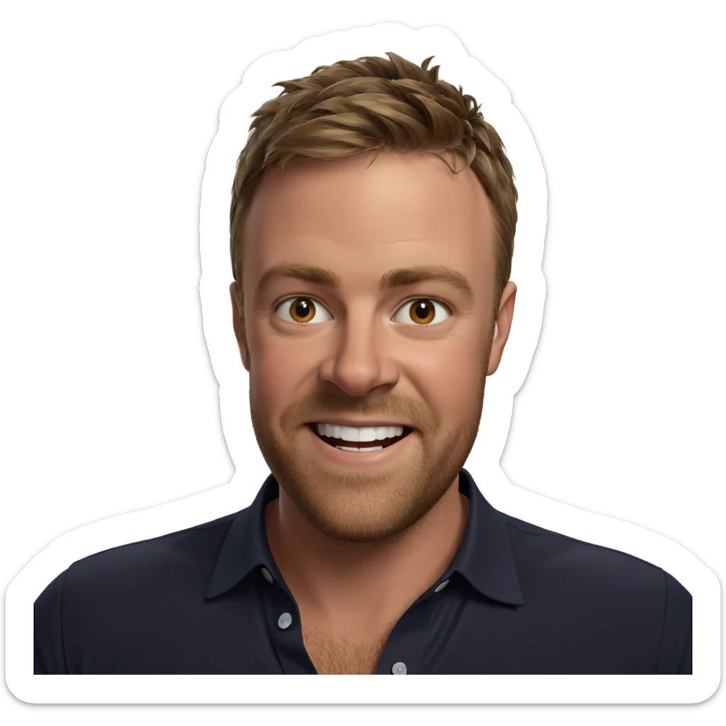 smiling man in shirt sticker