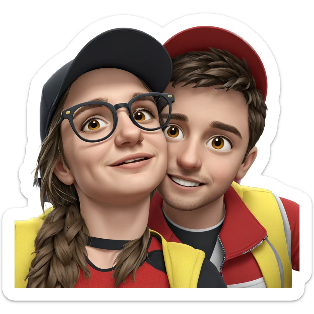 smiling girl and boy portrait sticker