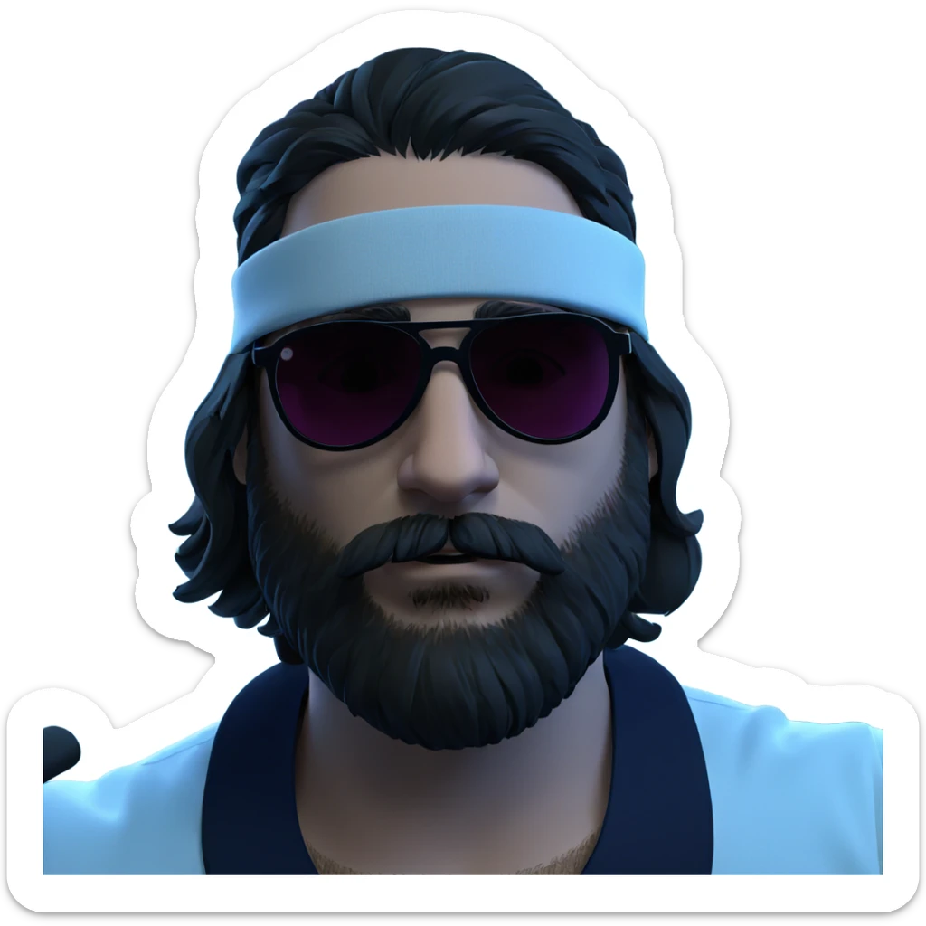 cool guy with beard sunglasses sticker