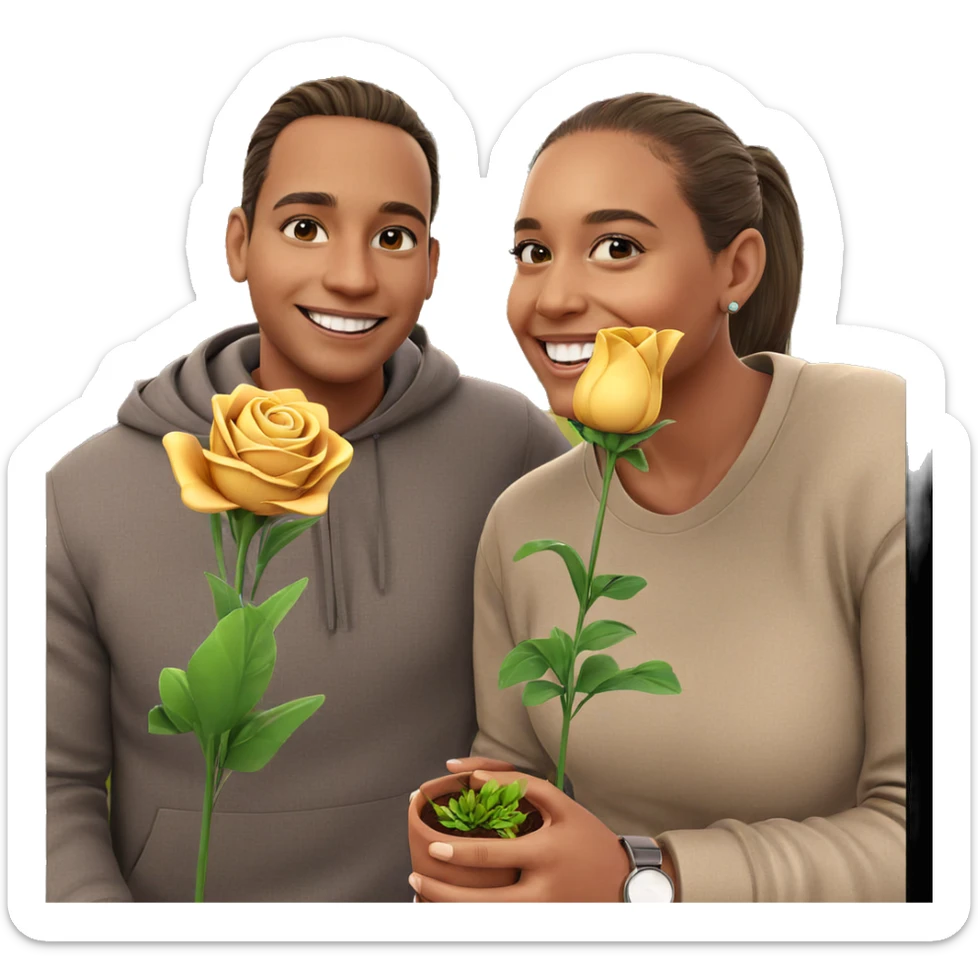 smiling couple with flower outdoors sticker
