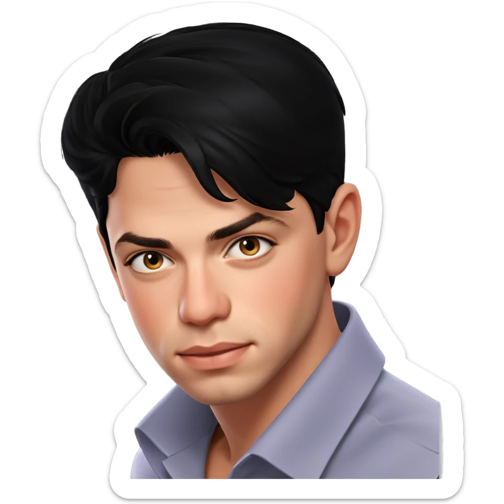 young man with black hair sticker