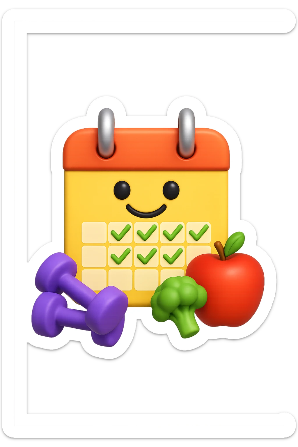 emoji 3d stile iphone che rappresenta la costanza nel seguire un piano di allenamento e di dieta 3d sticker