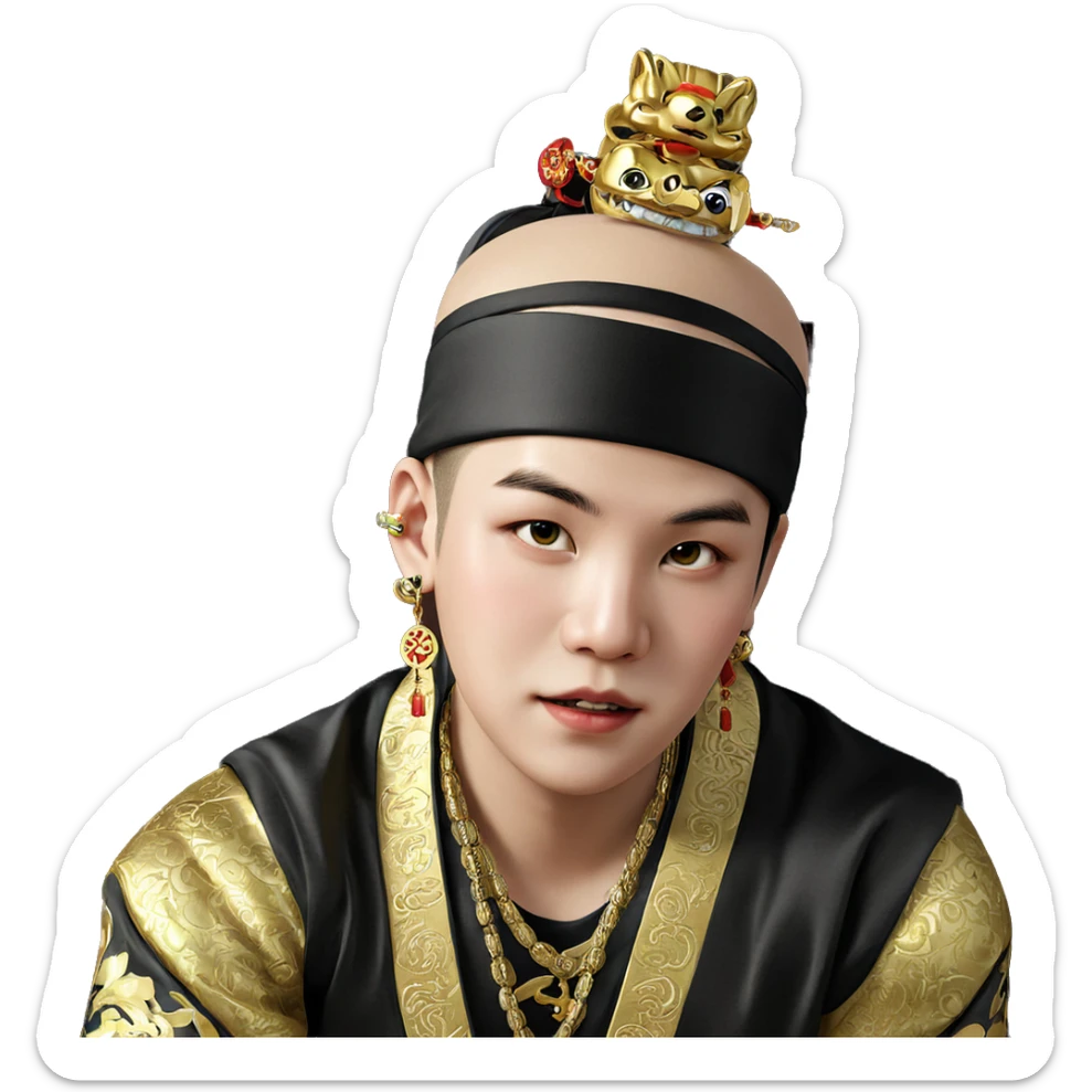boy in chinese attire with jewelry sticker