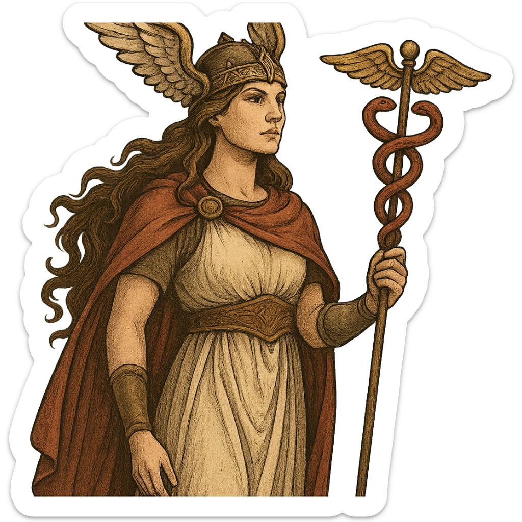 A Valkyrie holding a healing staff, blending Norse mythology with medical symbolism sticker