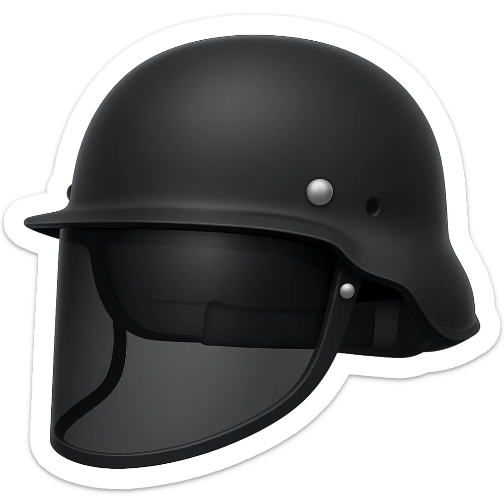 Make the PASGT helmet black in the style of apple emojis, with no background. sticker