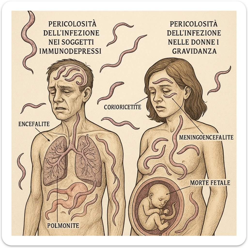 Toxoplasma gondii, infetta uomo immunodepresso e donne incinta. Causando gravi problemi tutto scritto in italiano sticker