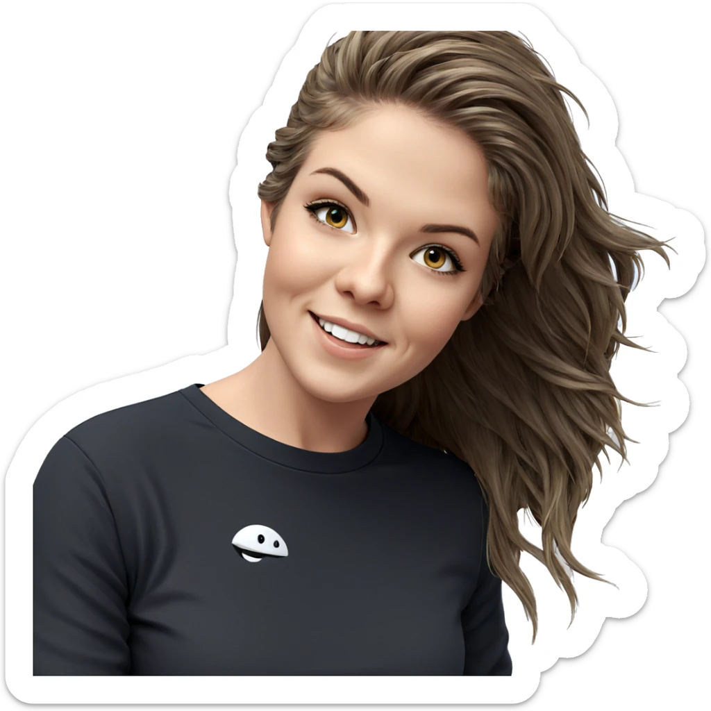 smiling girl with long hair sticker