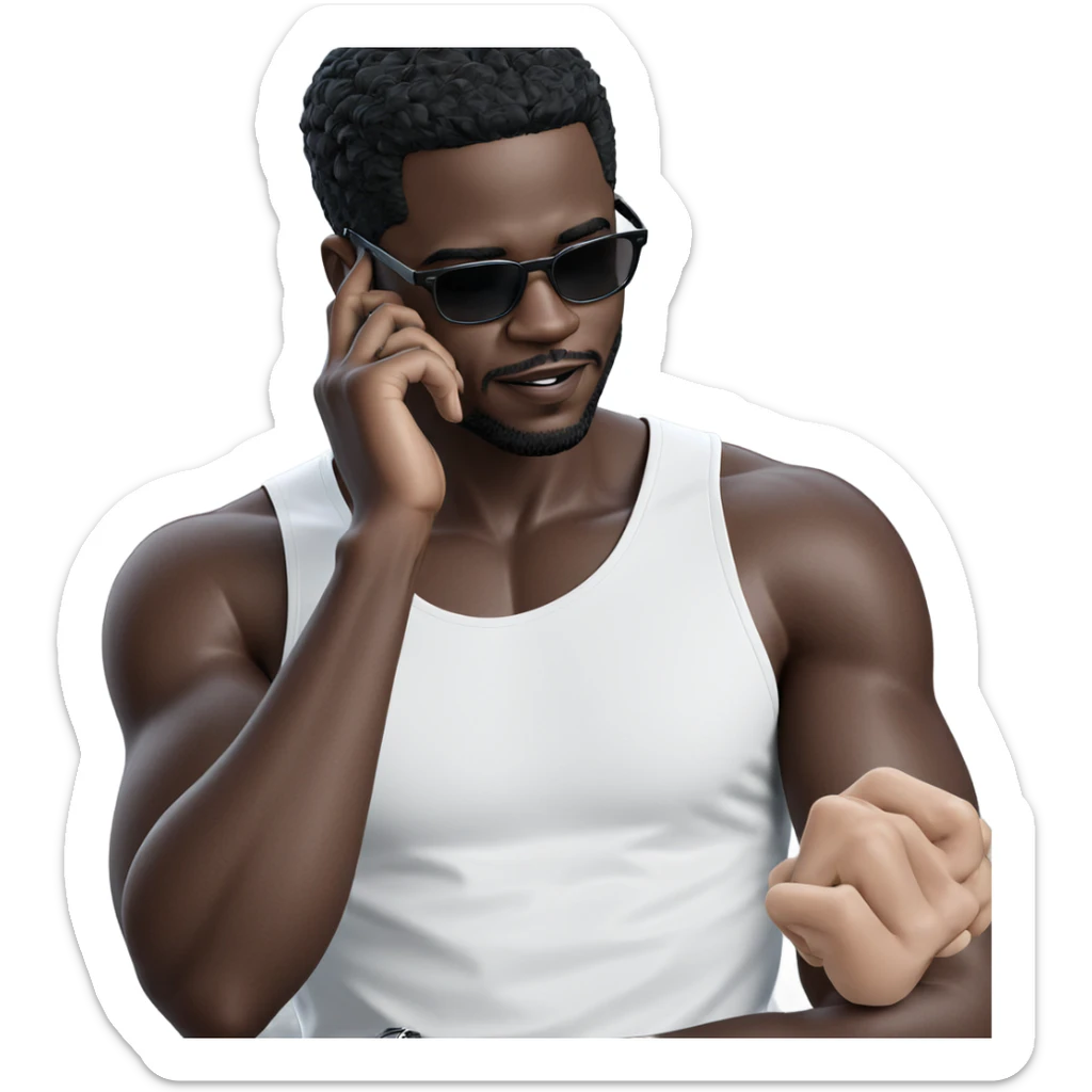 stylish dark-skinned male portrait sticker