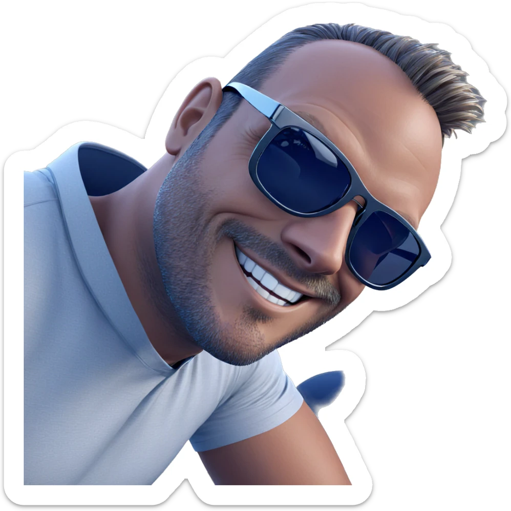smiling bald man in sunglasses sticker