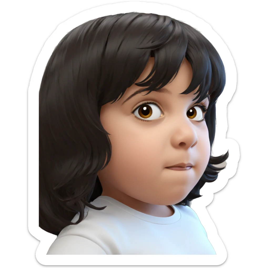 girl with brown and black hair sticker