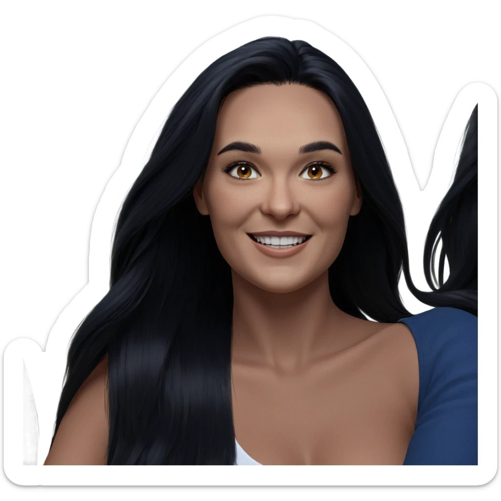 smiling girl with long hair sticker