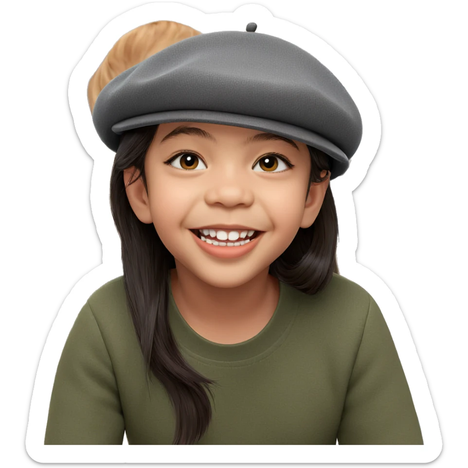 smiling girl in beret sticker