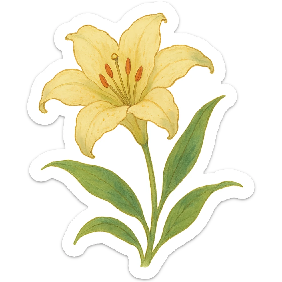 lily flower, natural colors, soft, fairy-like atmosphere, no background, square size sticker