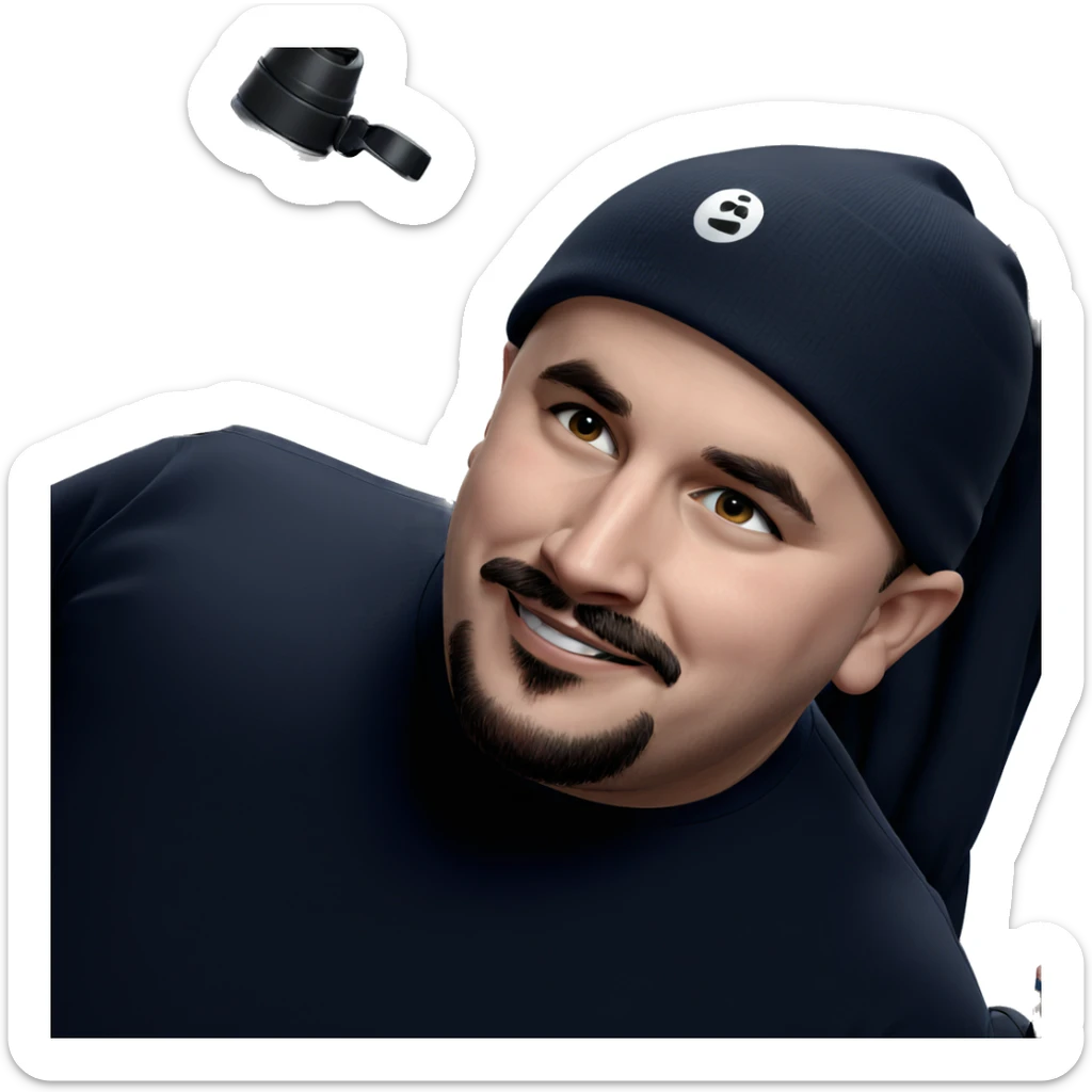 bearded boy with water bottle sticker