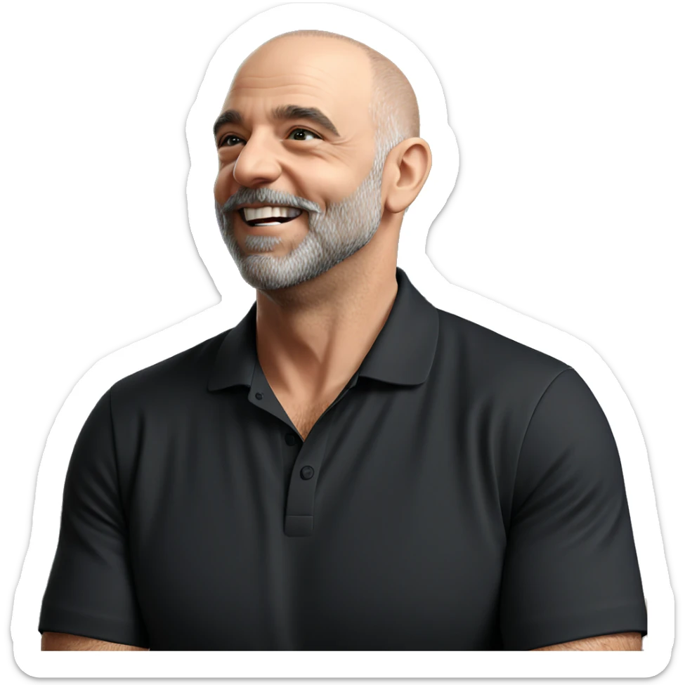 bald bearded guy in black sticker