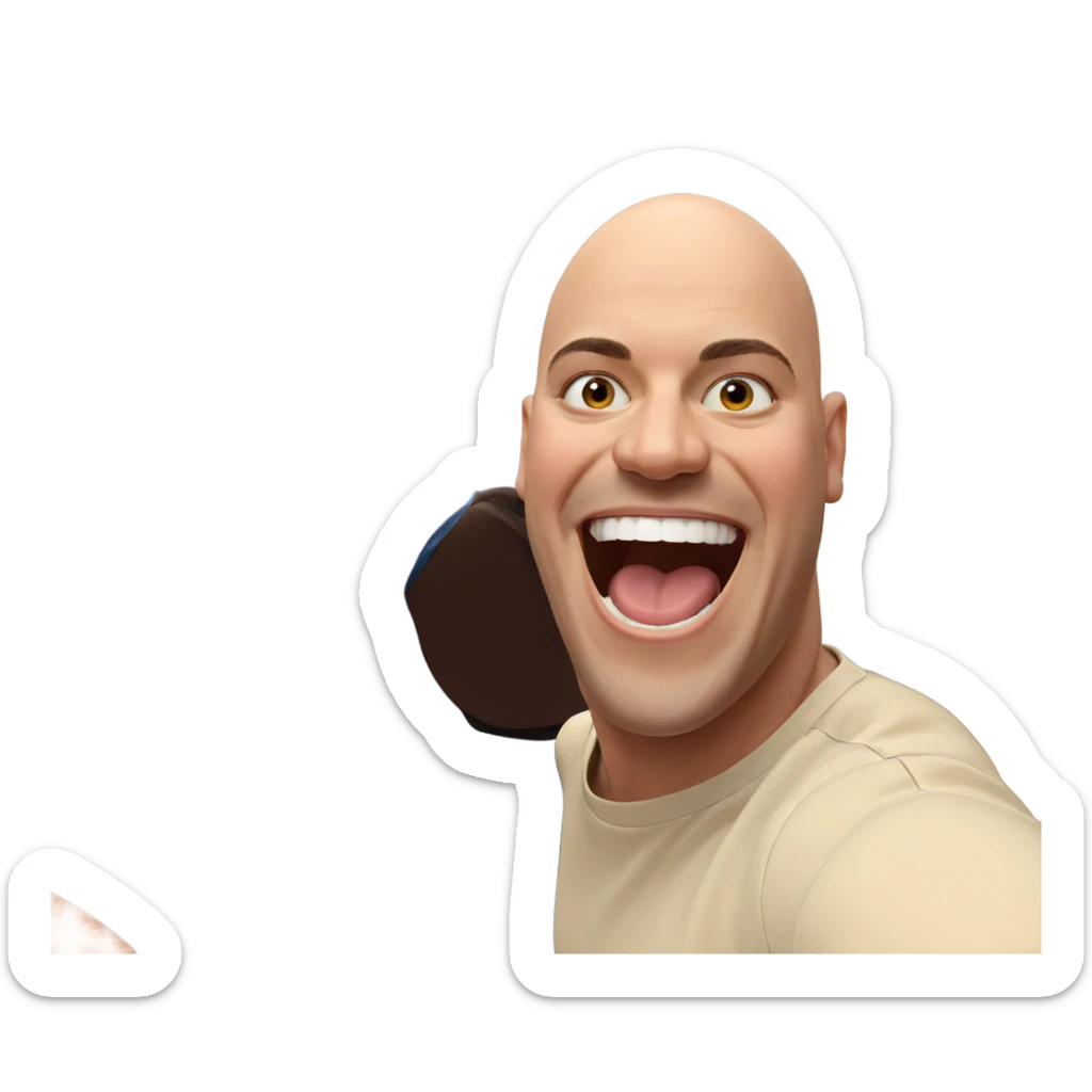 bald boy smiling indoors sticker