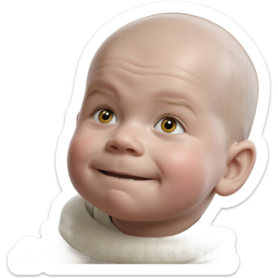 smiling bald boy in sweater sticker