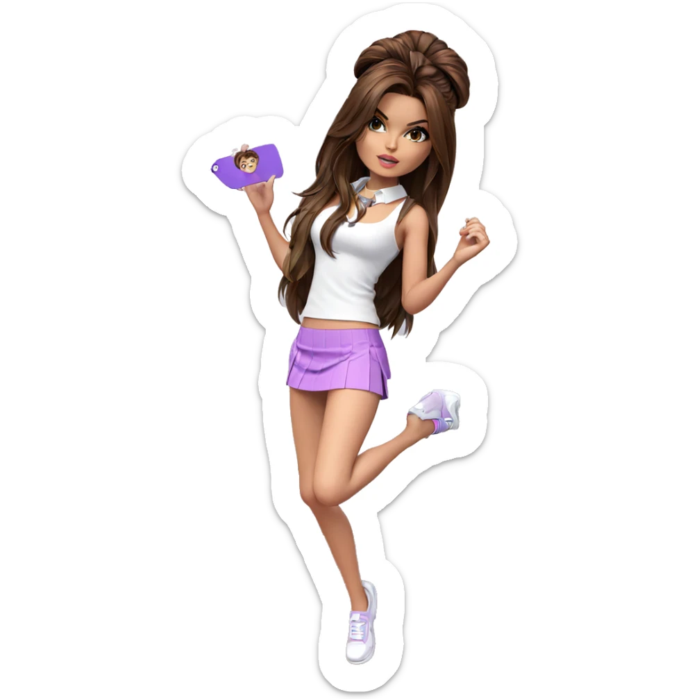 brown haired girl in skirt sticker