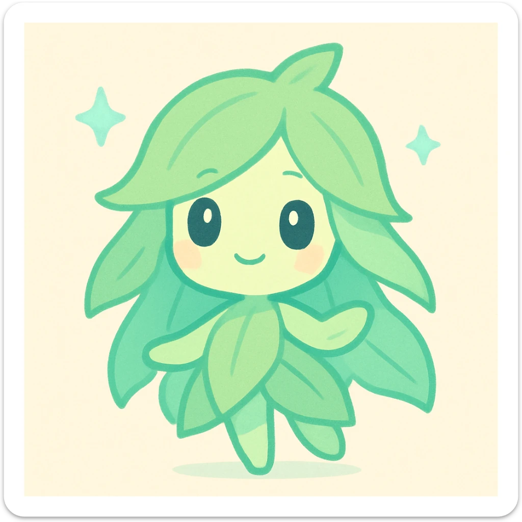 a fantasy style girl made of leaves, ethereal and magical sticker