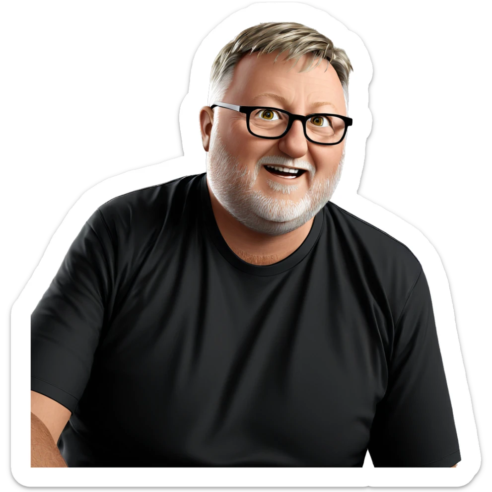 male with glasses indoors sticker