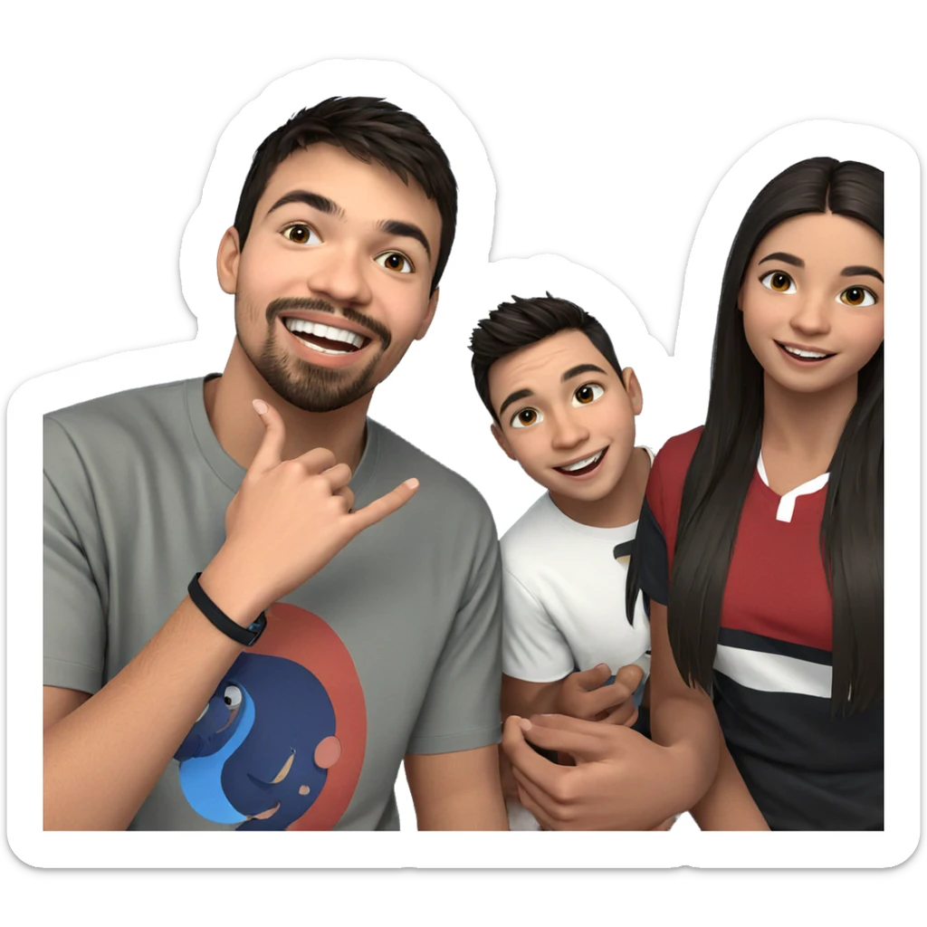 smiling girl with multiple boys sticker