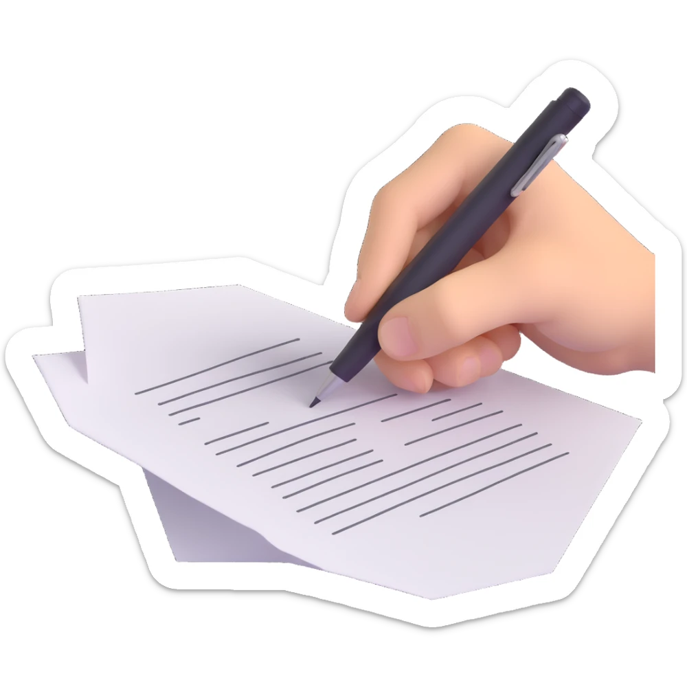 A hand furiously scribbling on a piece of paper with a pen or pencil. The paper is messy with random lines and doodles sticker