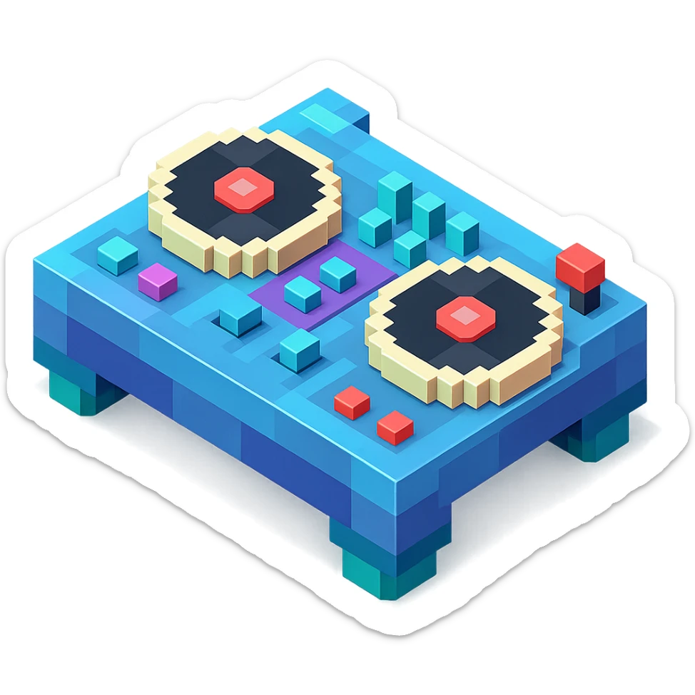 DJ turntables with a futuristic look and metallic accents sticker