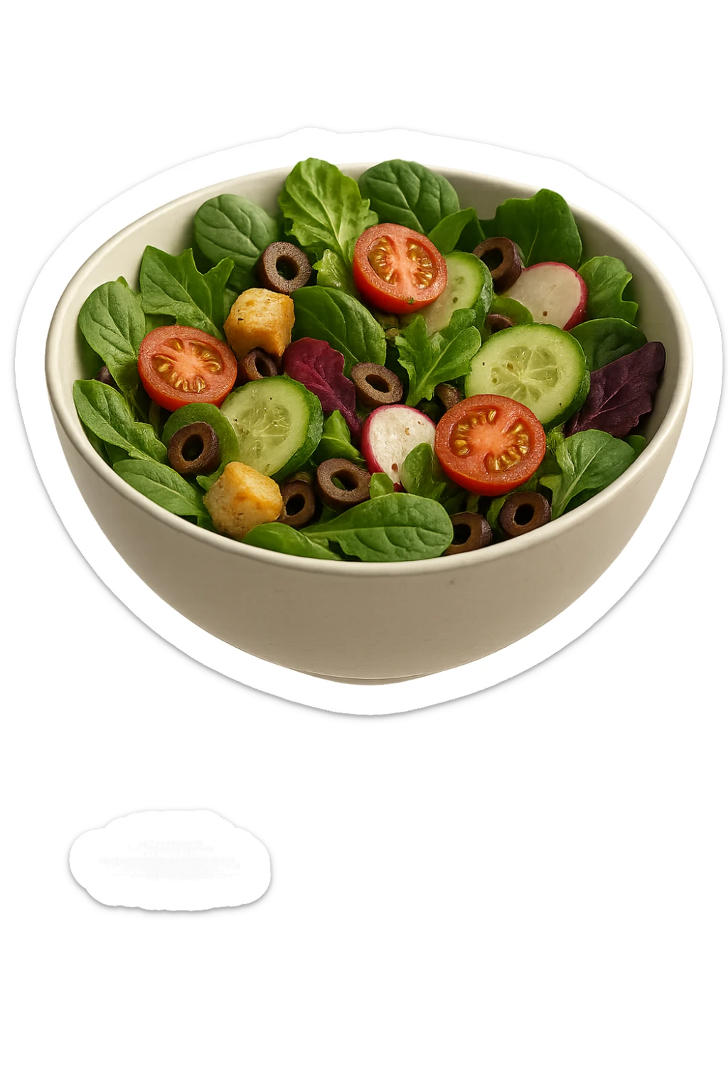 bowl di insalata 3d che fluttua in aria, iperrealistica 4k sticker