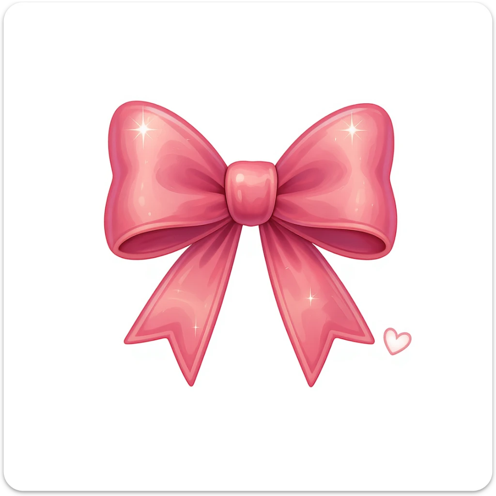 bow emoji, cute and shiny, with a heart accent, no background sticker