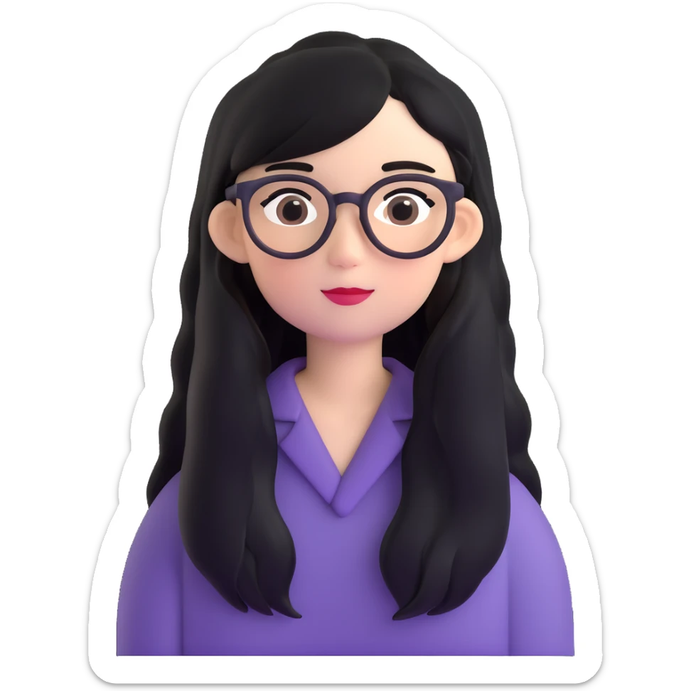 brown girl with glasses and long black hair sticker
