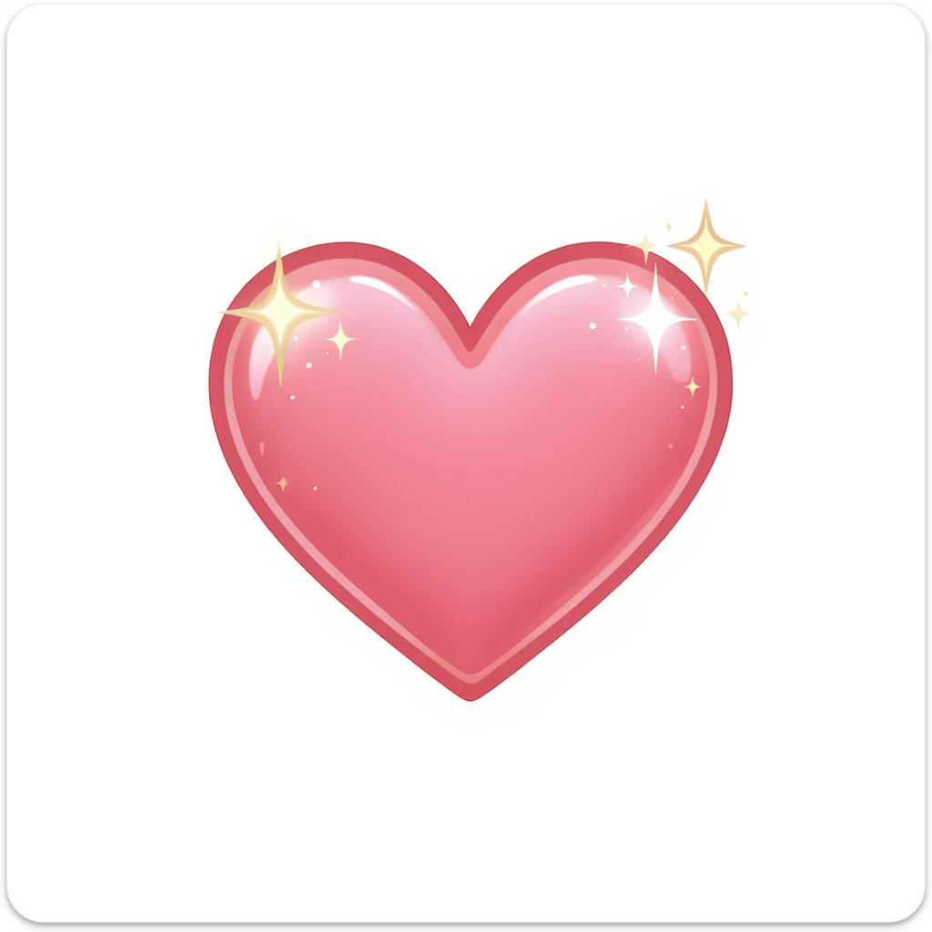 cute and shiny heart emoji with sparkles, no background sticker