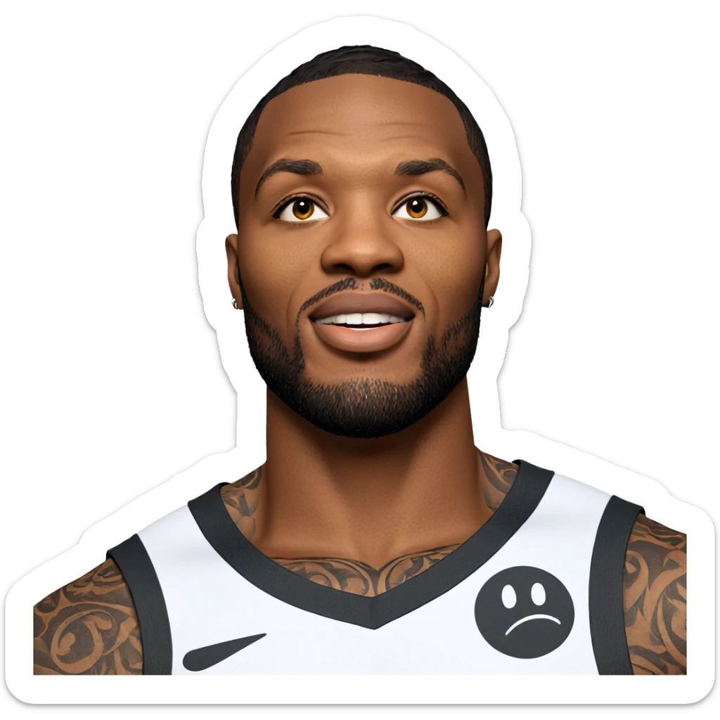 dark-skinned male portrait tattooed sticker