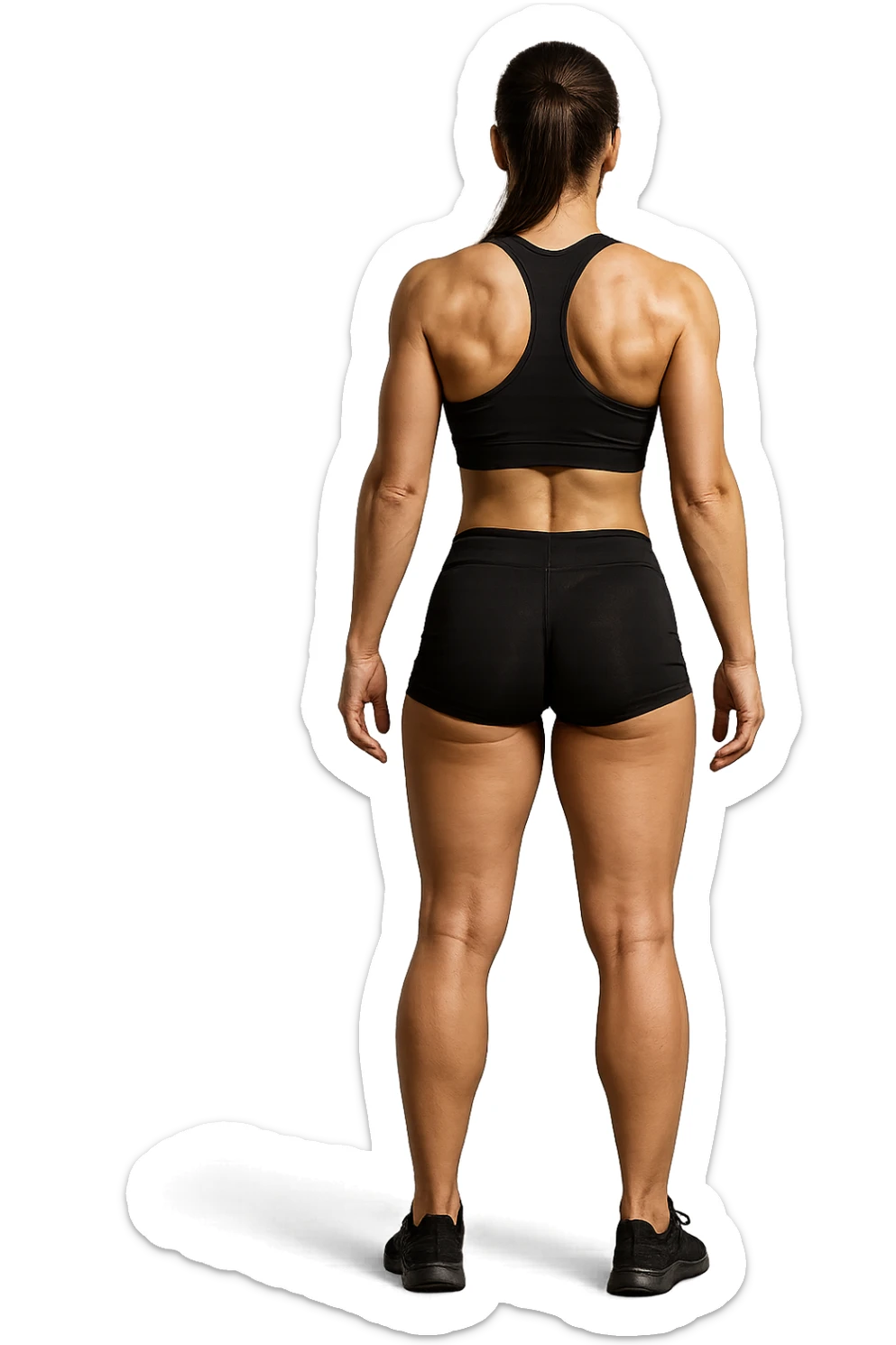 fitness woman di spalle a figura intera in gym shorts sticker