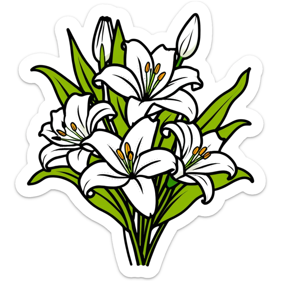 beautiful arrangement of white lily flowers in a bouquet sticker